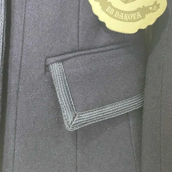 BB Dakota Military Style Wool Blend Jacket Navy Blue‎ Size Medium Peacoat - Picture 6 of 8